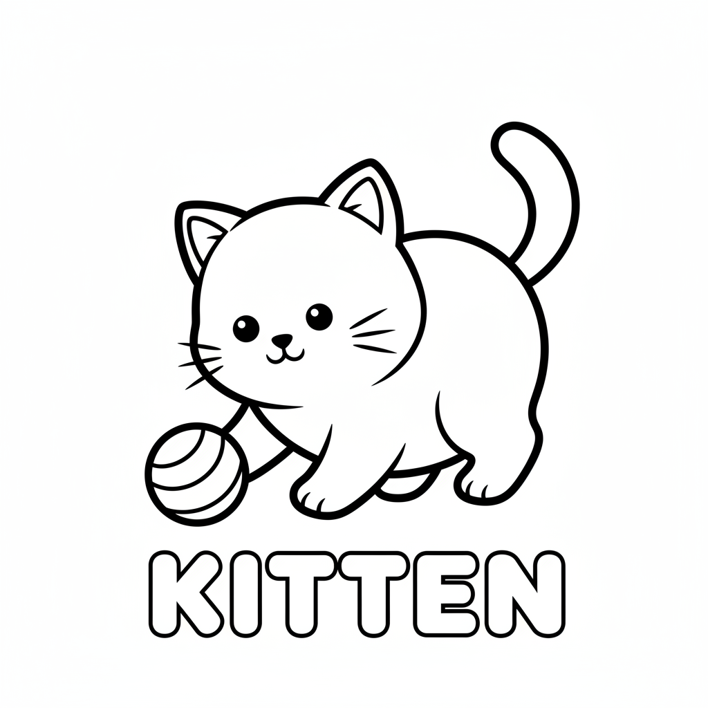 a playful kitten chasing a ball