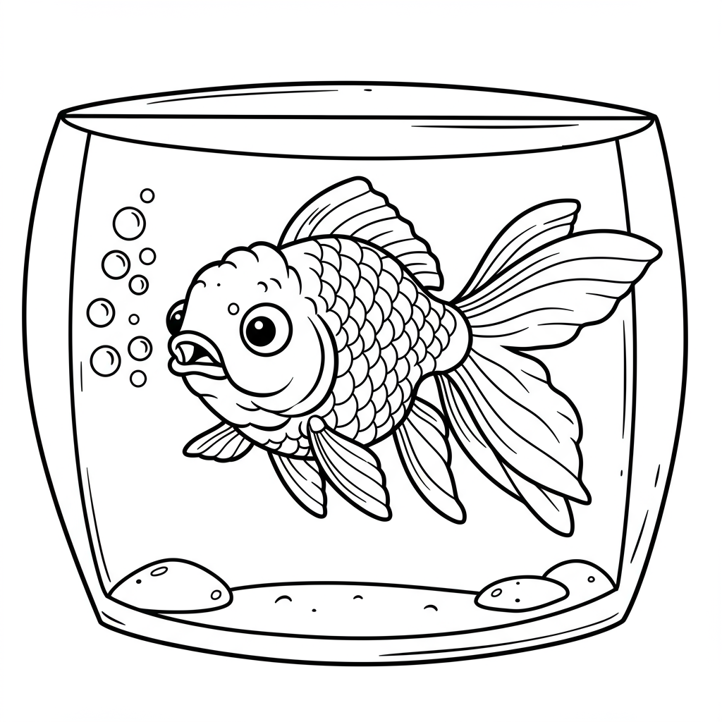 A majestic goldfish blowing bubbles in a clear aquarium.