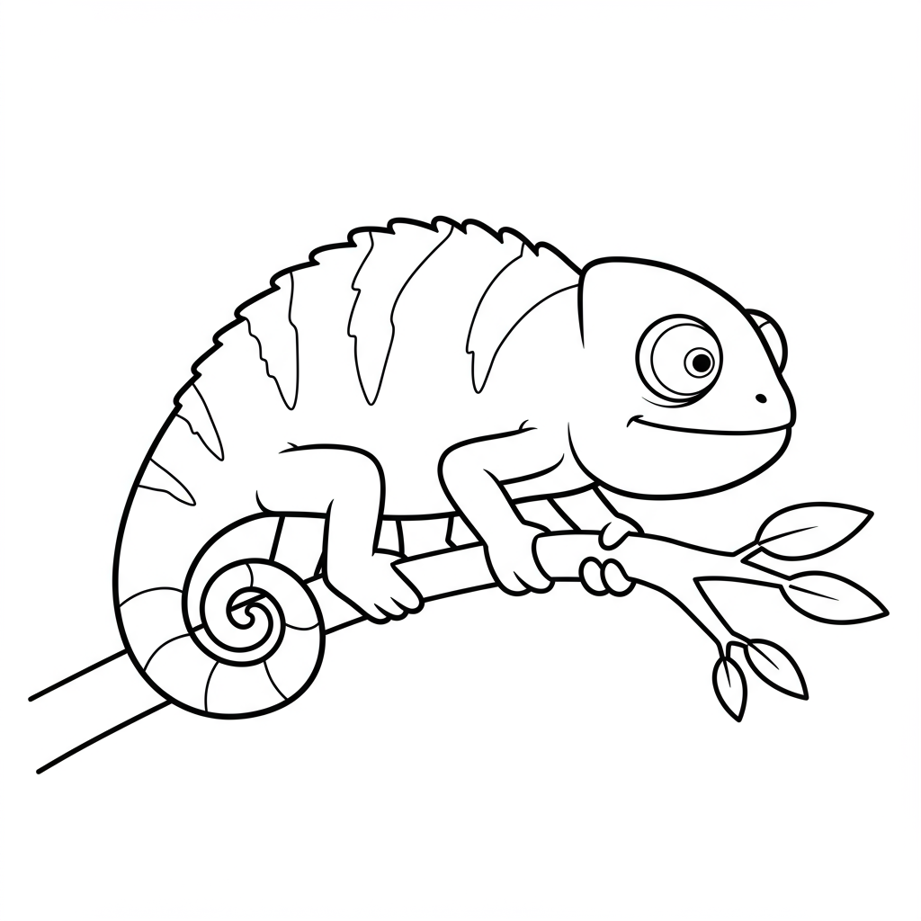 A playful chameleon climbing a branch, ready to change colors.