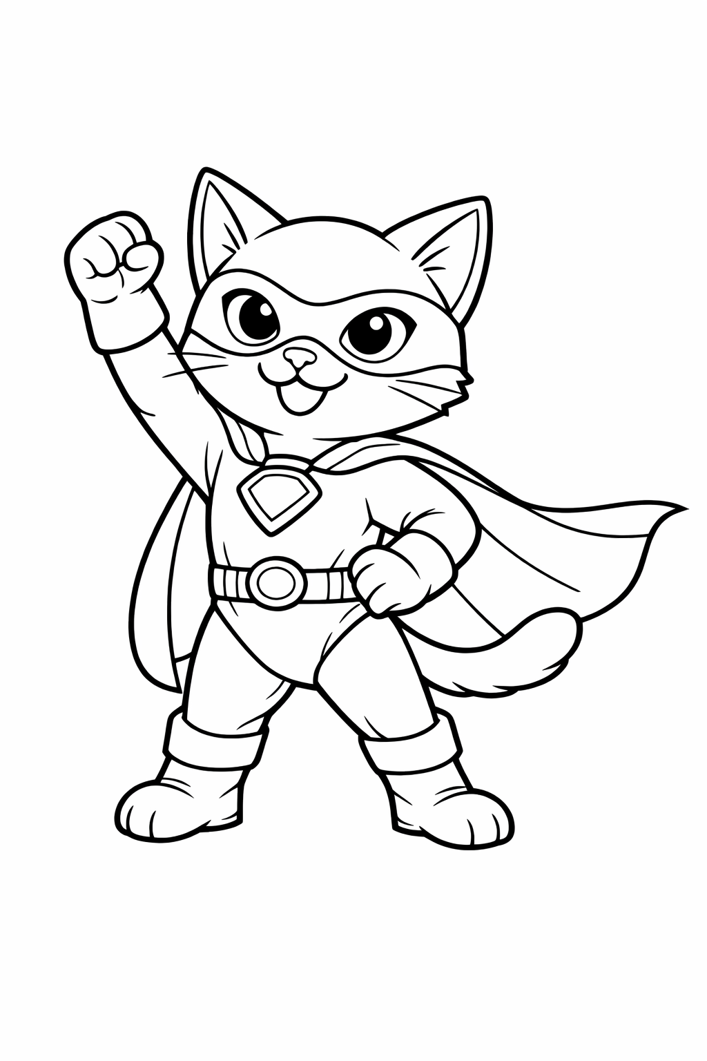 a cat wearing a superhero costume, striking a heroic pose