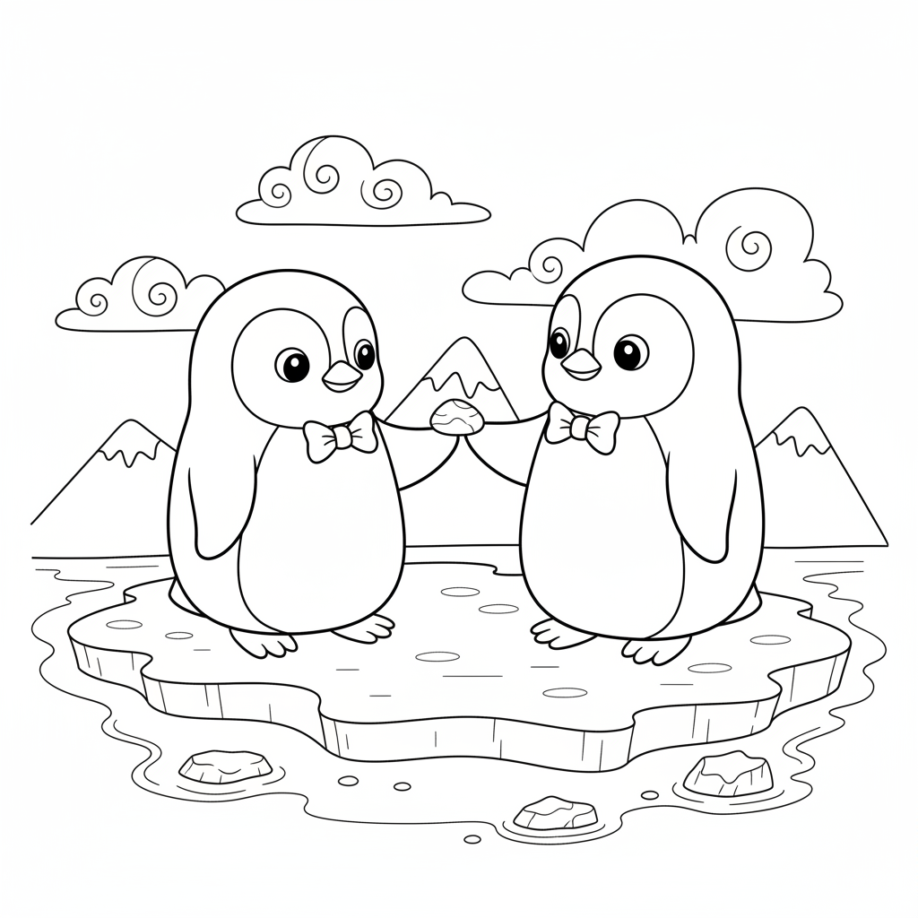 Penguin offering a pebble to its partner