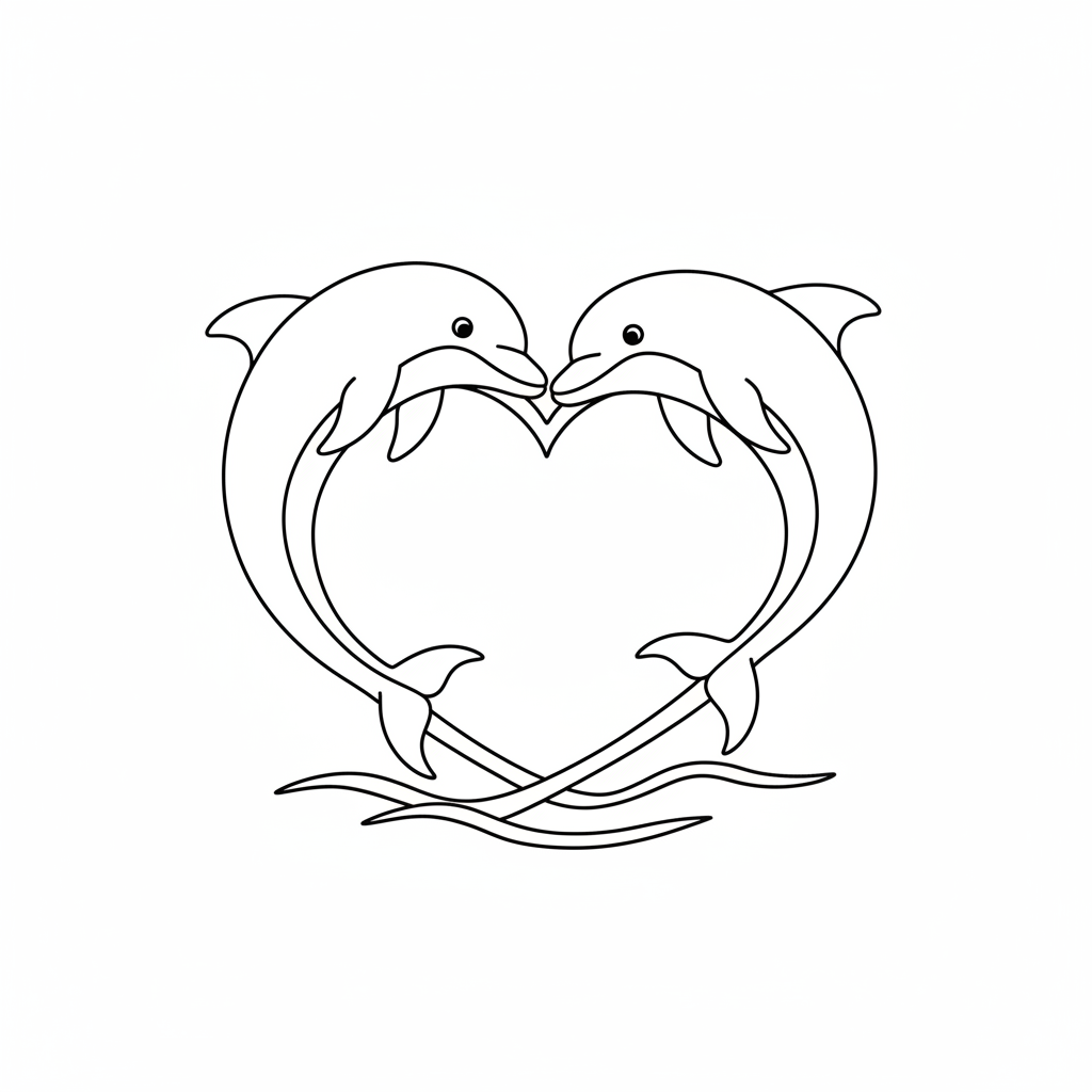 Dolphin pair swimming in a heart formation