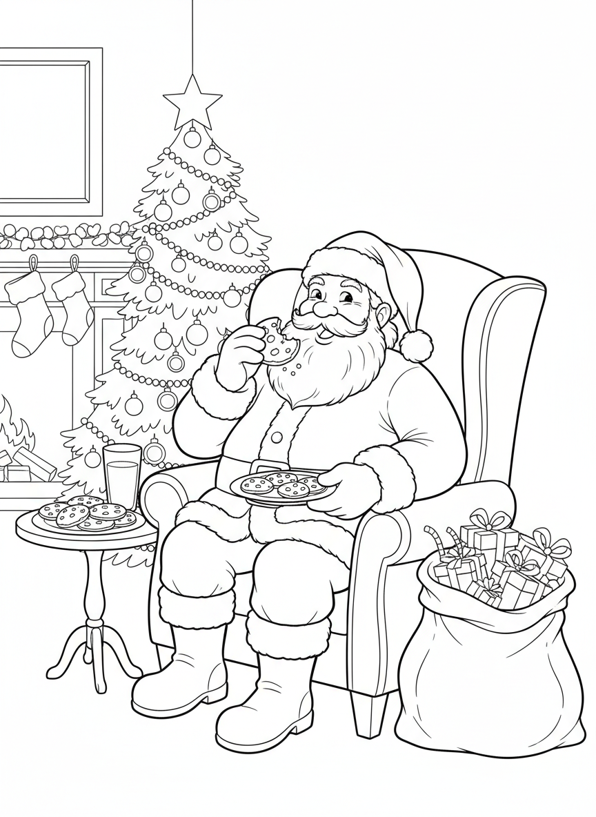 Santa Claus comiendo galletas