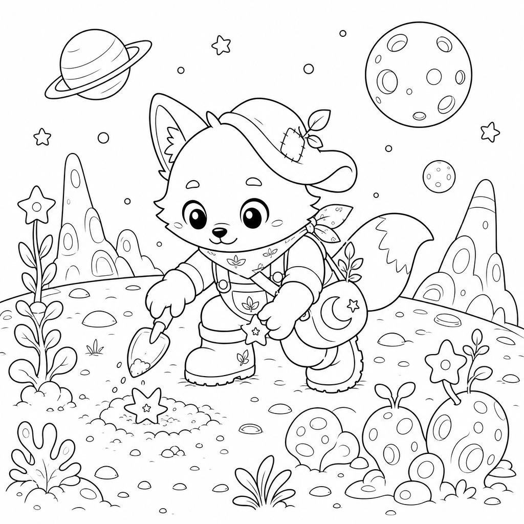 @milo planting star-seeds on a colorful alien planet.